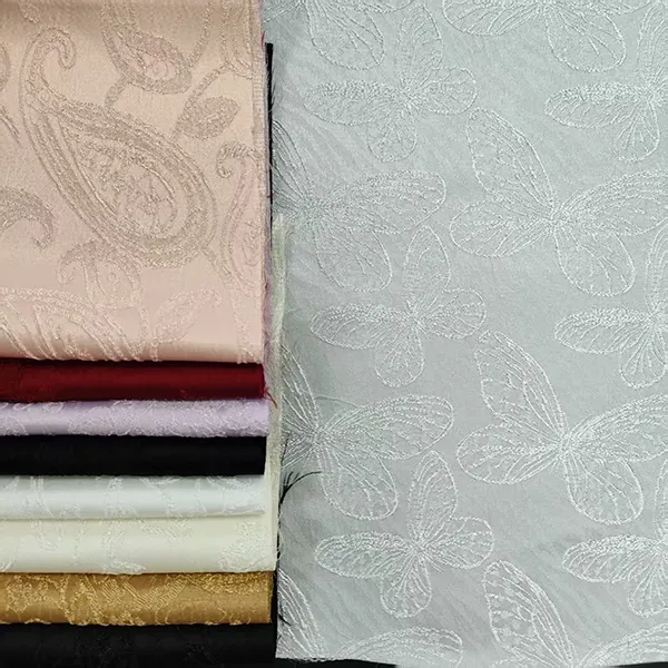 96 % polyester 4 % élasthanne, tissus doux et confortables pour vêtements, tissu Jacquard en satin