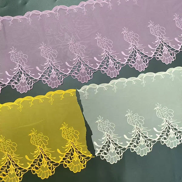 Colorful Guatemala Embroidered Perforation Organza Mesh Lace Trimming