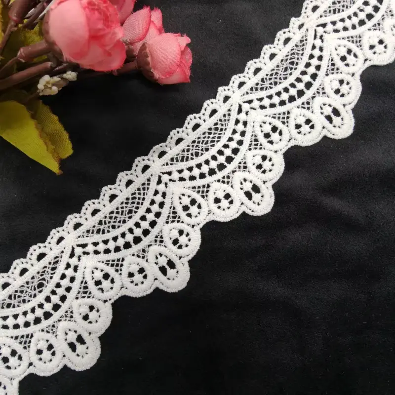 Customizable Fashionable White Milk Silk Embroidered Lace Clothing Accessories