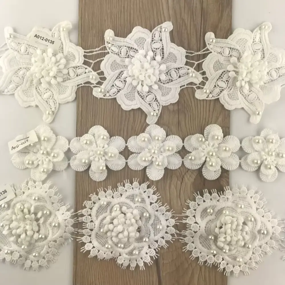 Customizable Fashionable White Milk Silk Embroidered Lace Clothing Accessories