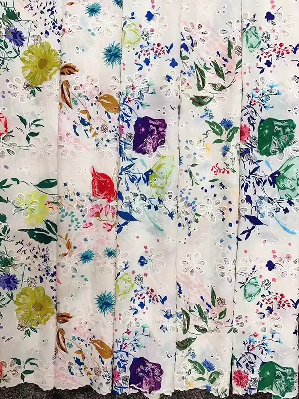 White Cotton Lace Embroidery Eyelet Fabric For Dress White Cotton Lace Embroidery Eyelet Fabric For Dress