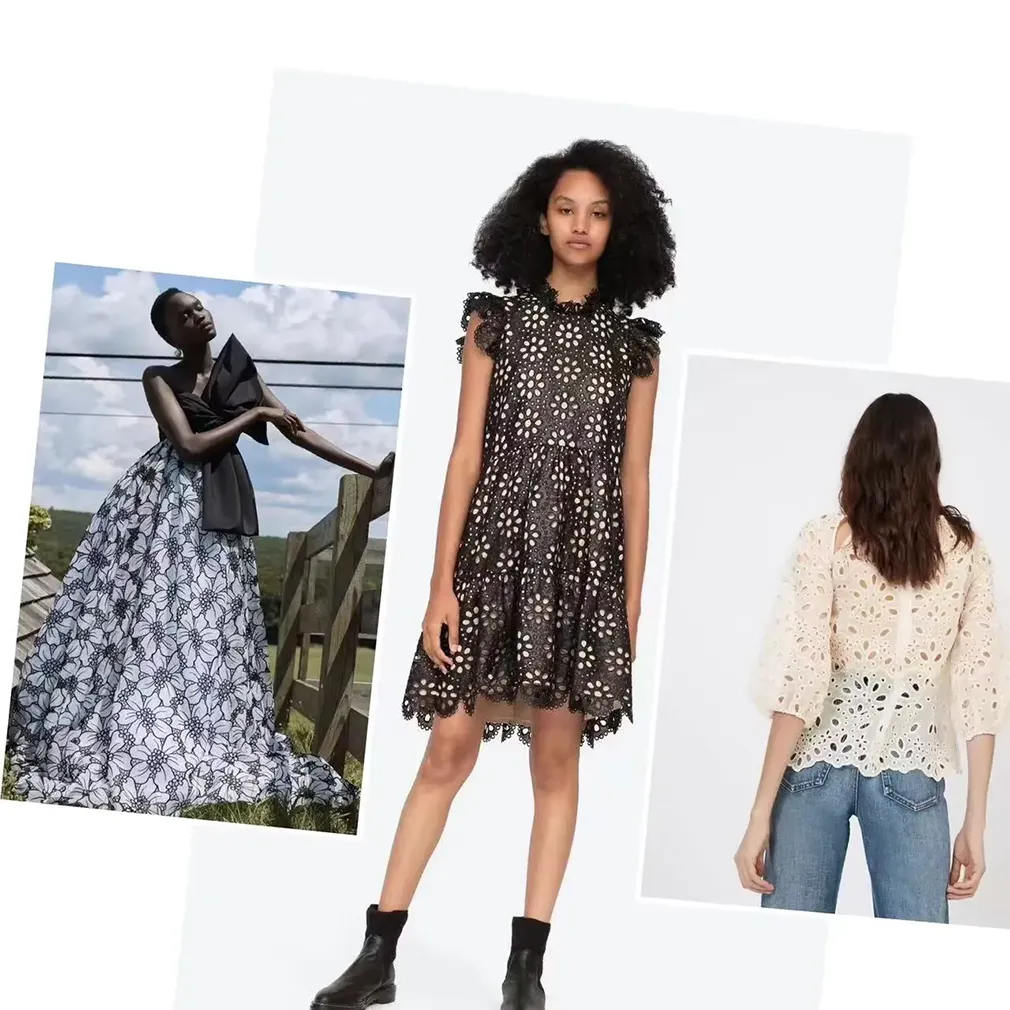 White Cotton Lace Embroidery Eyelet Fabric For Dress White Cotton Lace Embroidery Eyelet Fabric For Dress