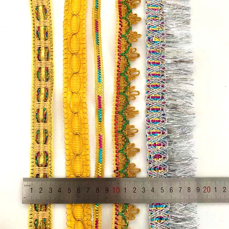 Clothing Accessories Gold and Silver Metallic Border Lace Trim Multicolor Sequin Gold Thread Metallic Lace Trim