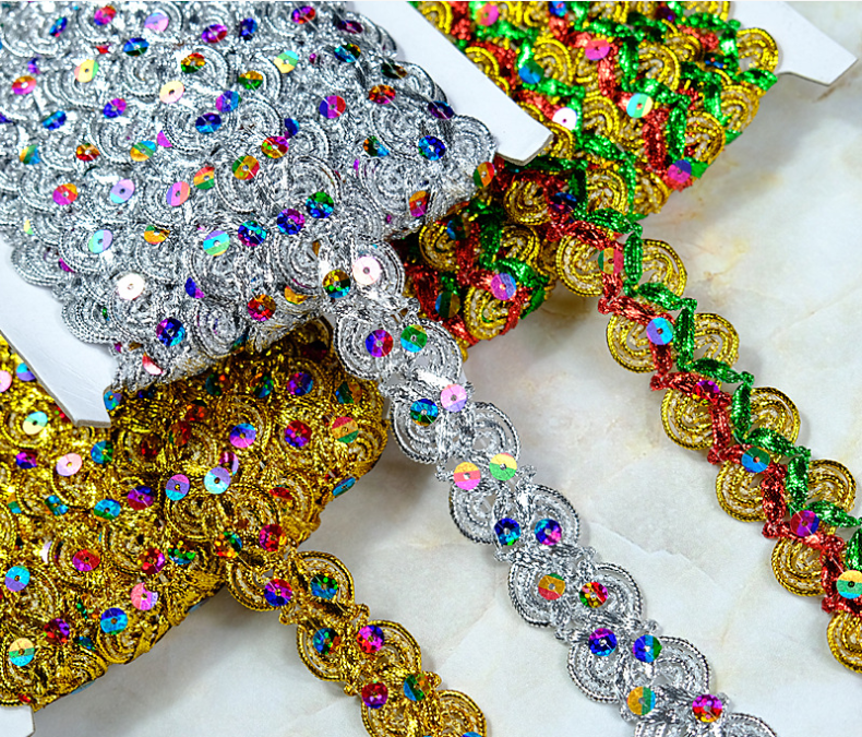 Accessoires de vêtements garniture en dentelle de bordure métallique or et argent