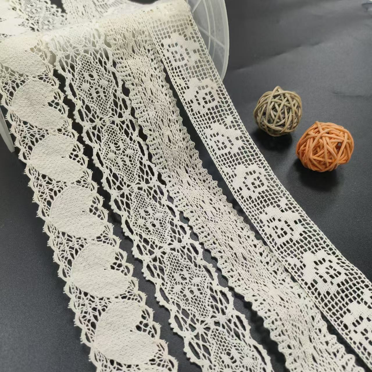 Blanc 100% en dentelle en dentelle à coton étroit dentelle de broderie