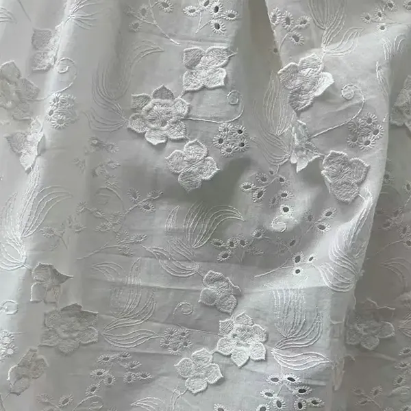 Fleur 3D Décorée 100% Coton Broderie en dentelle avec des trous d'œillets